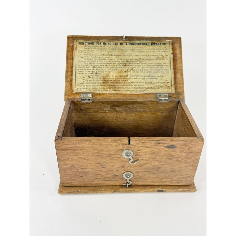 Antique Home Medical Apparatus Electroshock Quack Medicine Oak Box